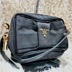 Prada Black Shoulder Bag with Gold Accents